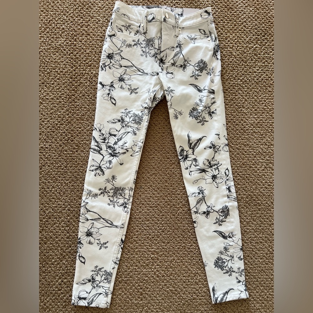 WHBM Skinny Ankle Floral Jeans